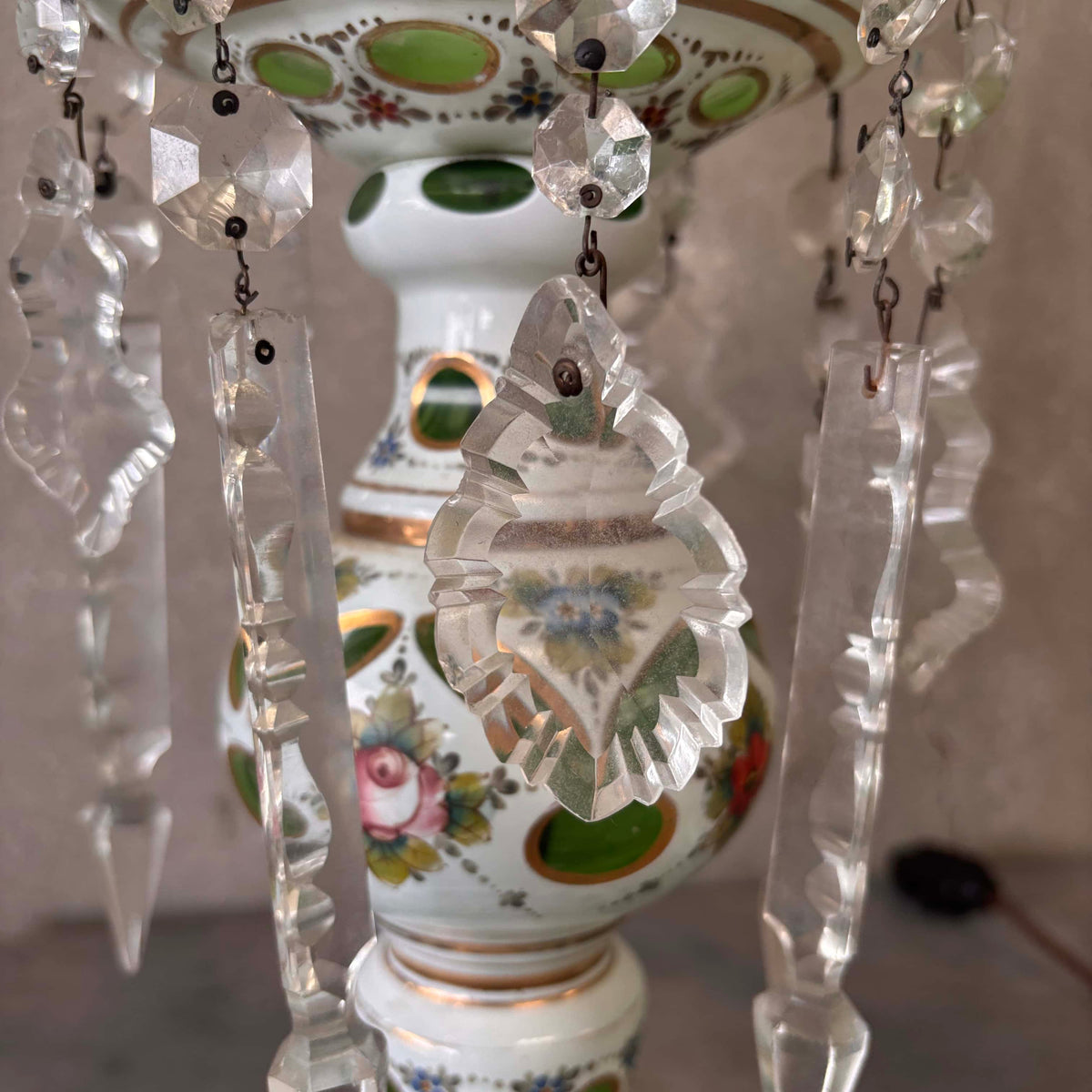 Pair of Green Czeck Glass Lamps