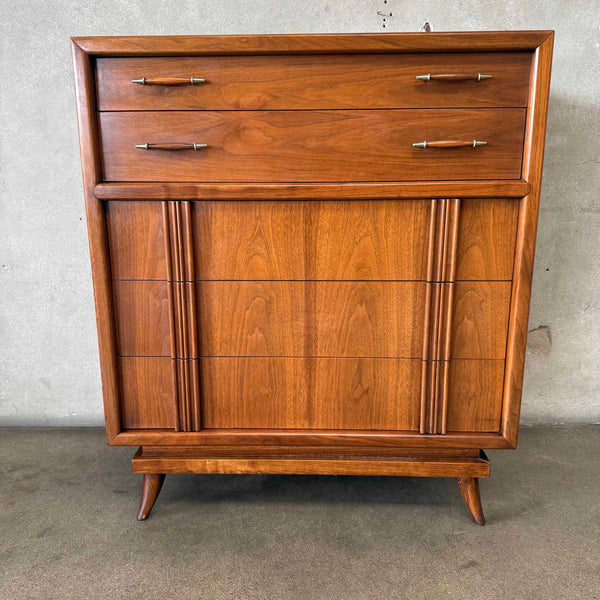 Mid Century Modern Walnut Highboy Dresser