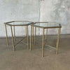Pair of Mastercraft Brass Hexagon Tables
