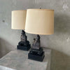 Pair of Vintage Chinese Figural Lamps in Soap Stone