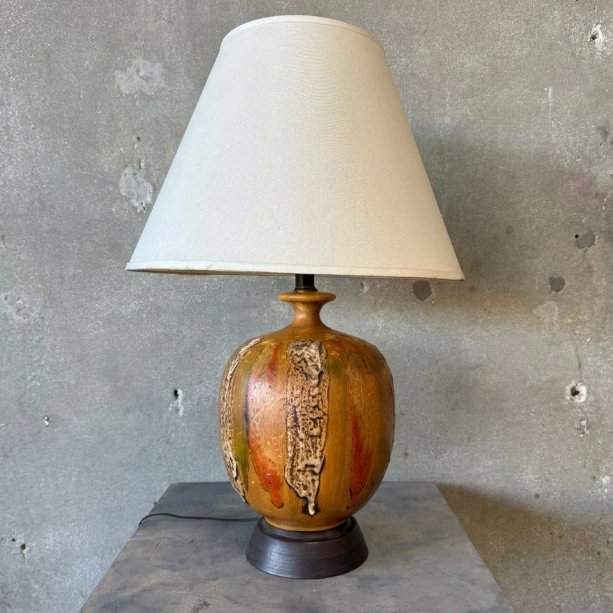 60's Lava Flow Ceramic Lamp With Shade