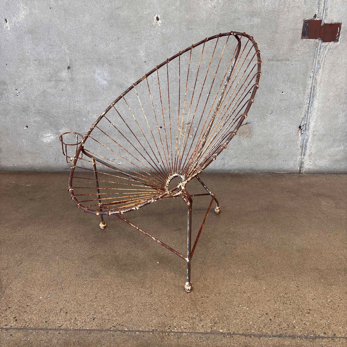 Mid Century Garden Iron Chair with Cupholder