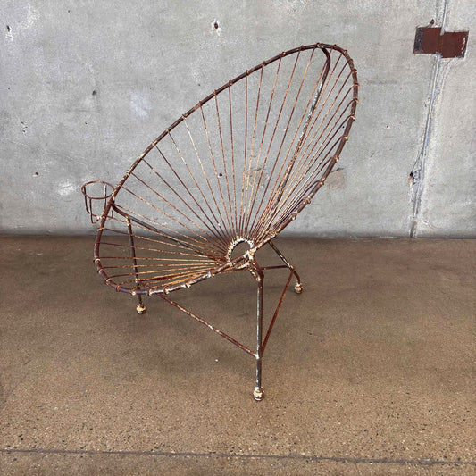 Mid Century Garden Iron Chair with Cupholder