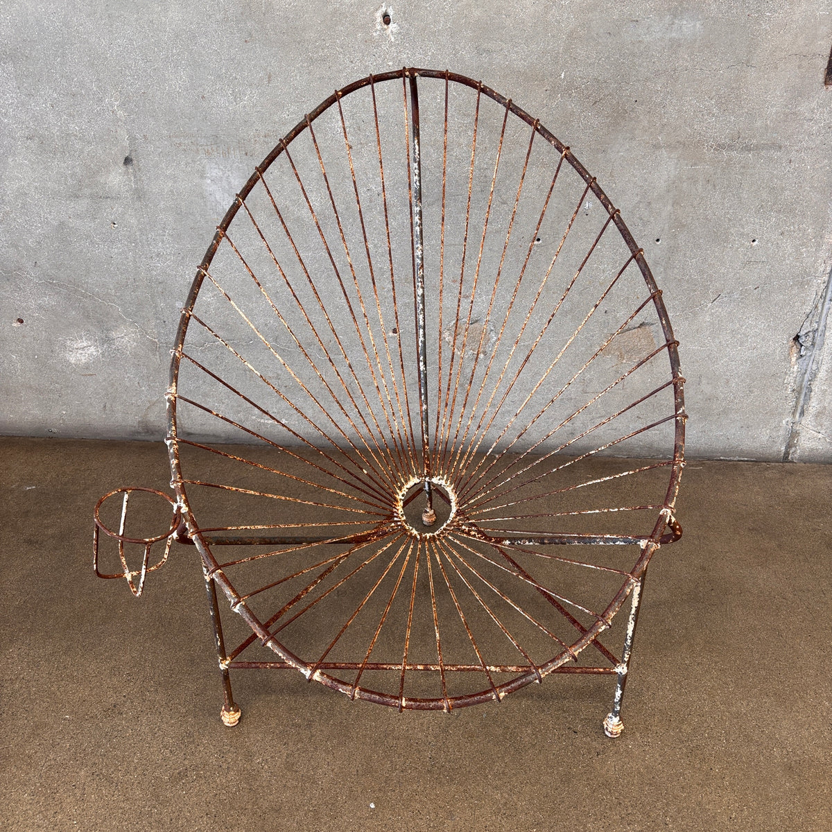 Mid Century Garden Iron Chair with Cupholder