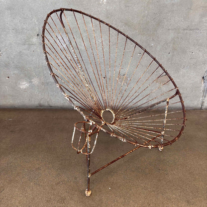 Mid Century Garden Iron Chair with Cupholder