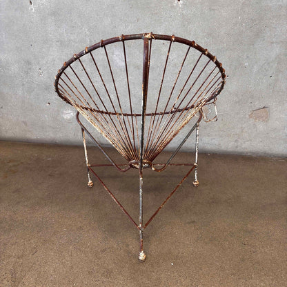 Mid Century Garden Iron Chair with Cupholder