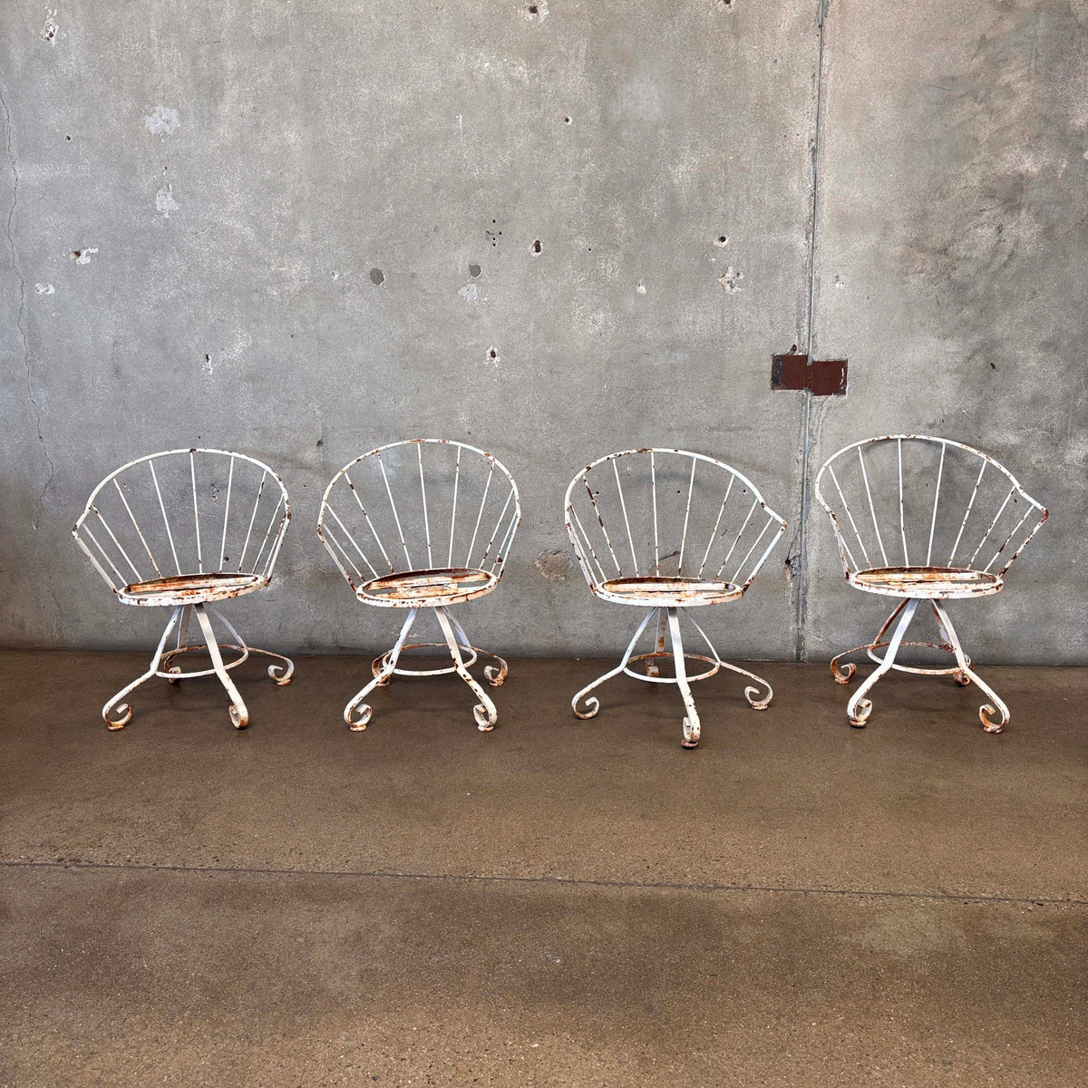 Set of Four Vintage Garden Wrought Iron Chairs