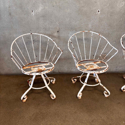Set of Four Vintage Garden Wrought Iron Chairs