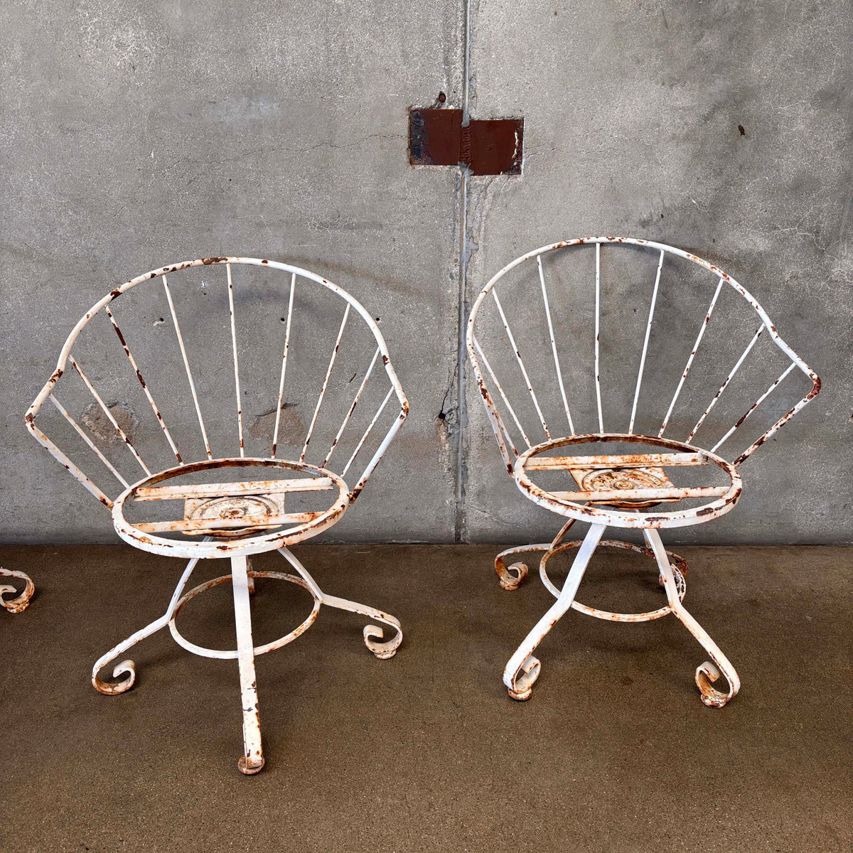 Set of Four Vintage Garden Wrought Iron Chairs