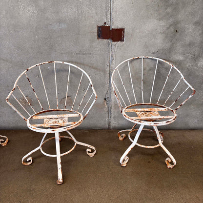 Set of Four Vintage Garden Wrought Iron Chairs