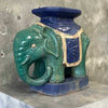 Italian Style Terracotta Hollywood Regency Teal Elephant Plant Stand