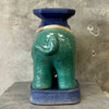 Italian Style Terracotta Hollywood Regency Teal Elephant Plant Stand