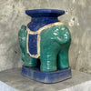 Italian Style Terracotta Hollywood Regency Teal Elephant Plant Stand