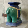 Italian Style Terracotta Hollywood Regency Teal Elephant Plant Stand
