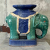 Italian Style Terracotta Hollywood Regency Teal Elephant Plant Stand