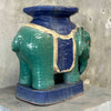 Italian Style Terracotta Hollywood Regency Teal Elephant Plant Stand