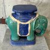 Italian Style Terracotta Hollywood Regency Teal Elephant Plant Stand