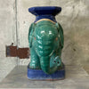 Italian Style Terracotta Hollywood Regency Teal Elephant Plant Stand
