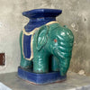 Italian Style Terracotta Hollywood Regency Teal Elephant Plant Stand