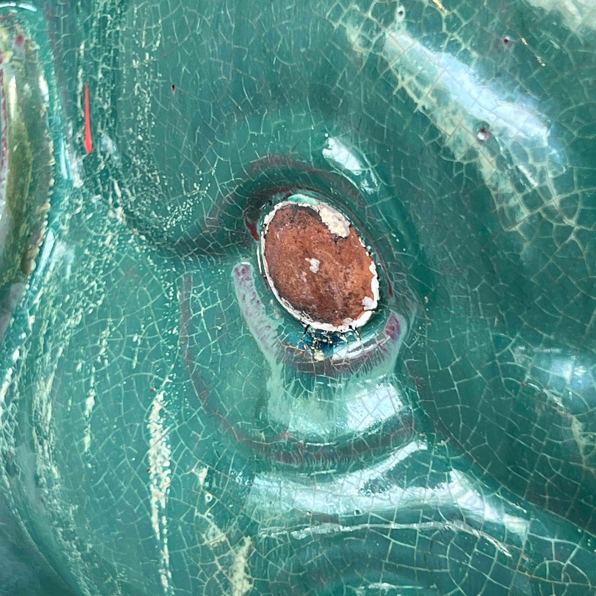 Italian Style Terracotta Hollywood Regency Teal Elephant Plant Stand