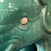 Italian Style Terracotta Hollywood Regency Teal Elephant Plant Stand