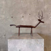 Folk Art Forged Iron Deer Planter