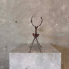 Folk Art Forged Iron Deer Planter