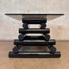1980's Post Modern Black Geometric Smoked Glass Accent Table
