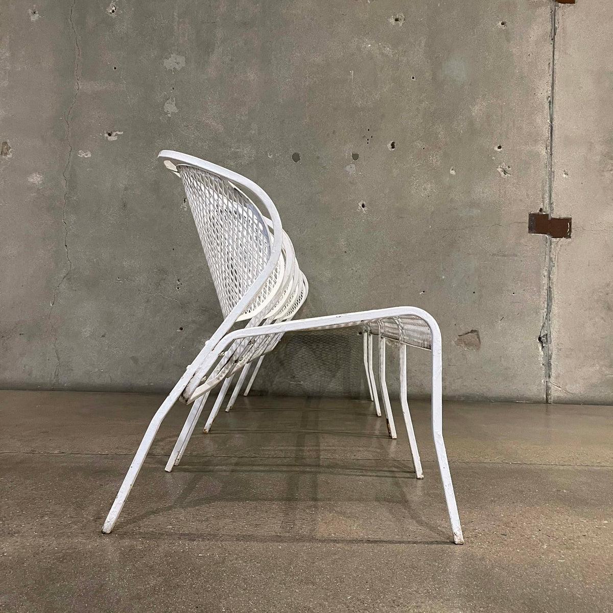 Mid Century Modern White Metal Patio Set