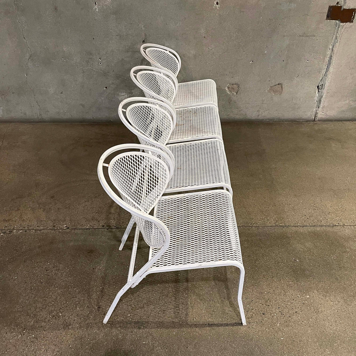 Mid Century Modern White Metal Patio Set