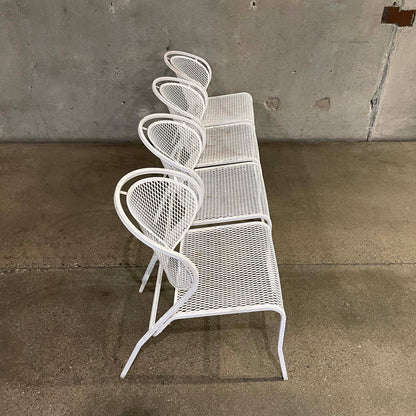 Mid Century Modern White Metal Patio Set