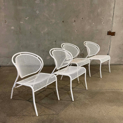 Mid Century Modern White Metal Patio Set