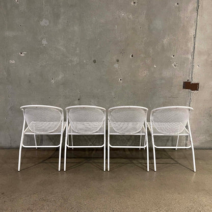 Mid Century Modern White Metal Patio Set