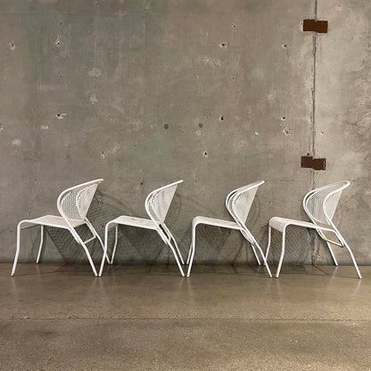 Mid Century Modern White Metal Patio Set