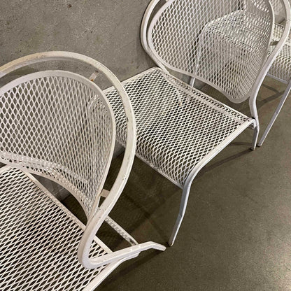 Mid Century Modern White Metal Patio Set