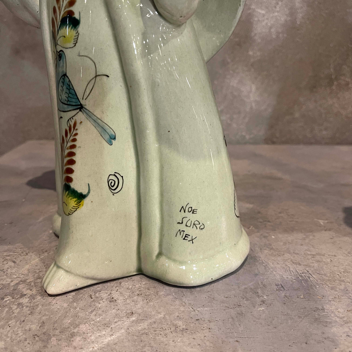 Pair of Vintage Mexican Pottery Noe Suro Candle Holders Angels