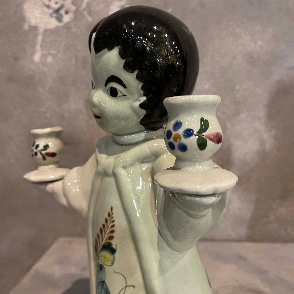 Pair of Vintage Mexican Pottery Noe Suro Candle Holders Angels