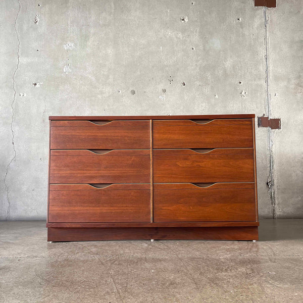 Mid Century Modern Walnut Wood Formica Top Dresser - by Bassett #1