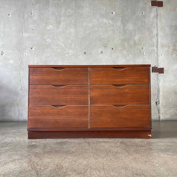 Mid Century Modern Walnut Wood Formica Top Dresser by Bassett #2