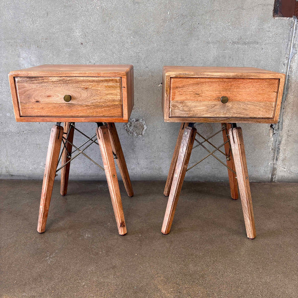 Pair of Mango Wood Mid Century Style Side Tables