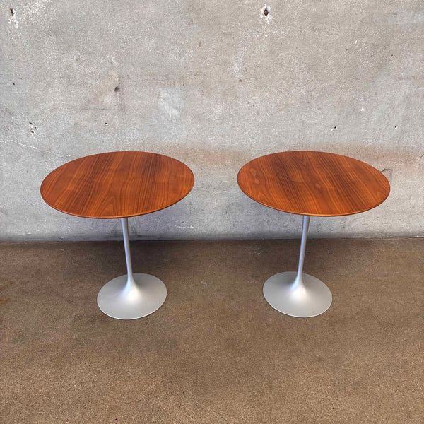 Pair of Authentic Knoll Ecco Saarinen Walnut Tulip Tables