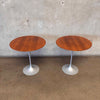 Pair of Authentic Knoll Ecco Saarinen Walnut Tulip Tables