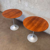Pair of Authentic Knoll Ecco Saarinen Walnut Tulip Tables