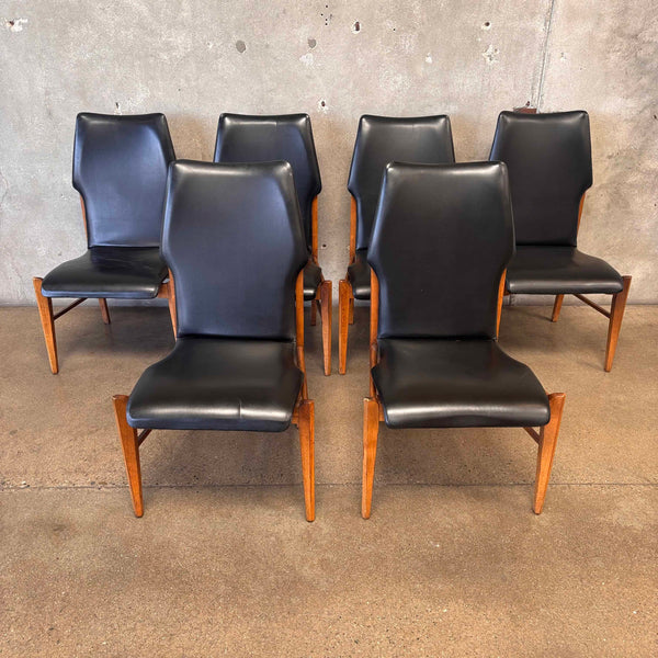 Set Of 6 Lane 1st Edition Walnut Dining Chairs