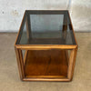 Mid Century Modern Walnut End Table With Smoked Glass Top