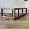 Mid Century Modern Walnut Coffee Table With Smoked Glass Top