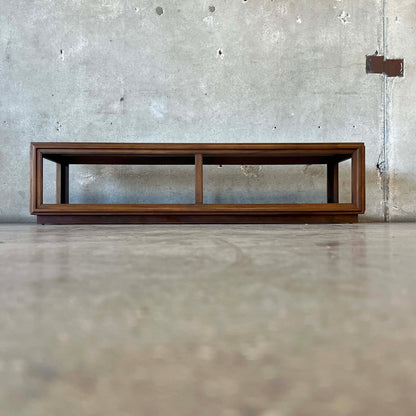 Mid Century Modern Walnut Coffee Table With Smoked Glass Top