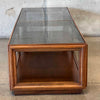 Mid Century Modern Walnut Coffee Table With Smoked Glass Top
