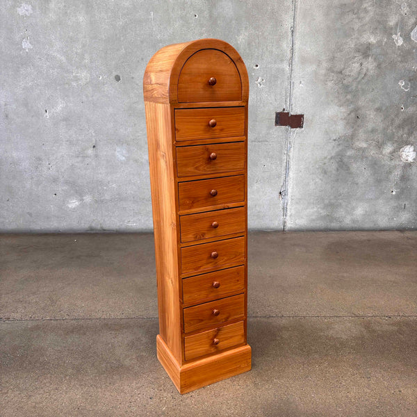 Vintage Handmade Arched Teak Chest Of Drawers
