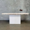 Vintage Post Modern Beige Travertine Console Table